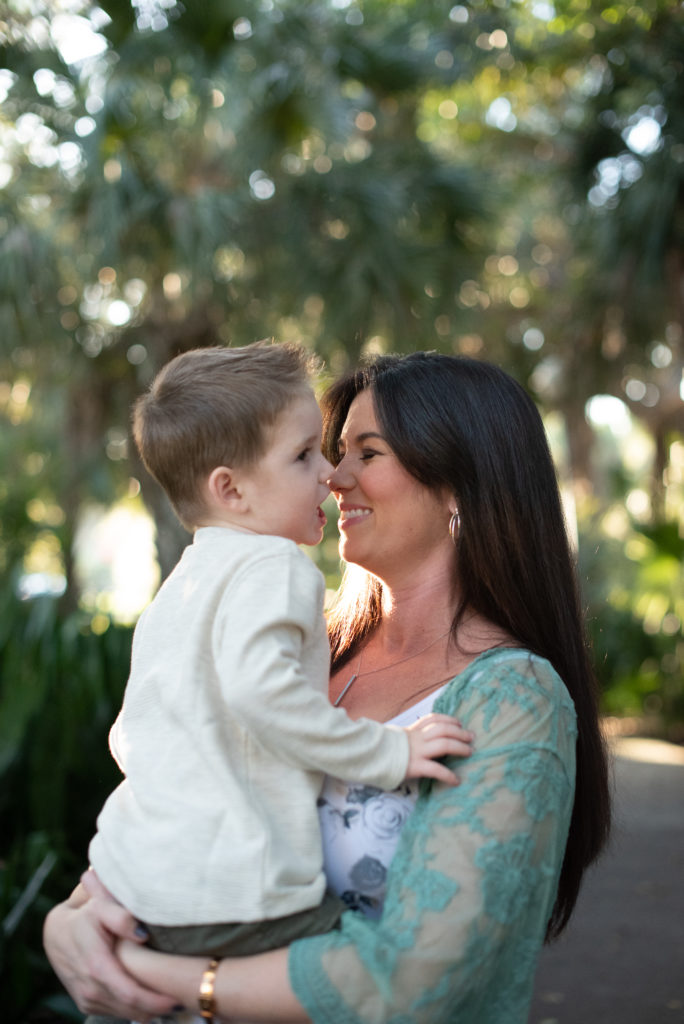 Mother and son snuggling