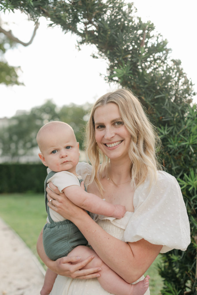 Close up of mom and son