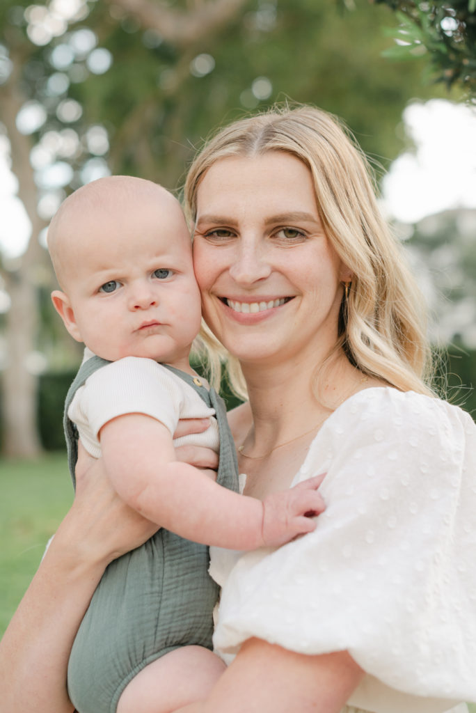 Mom and son cheek to cheek