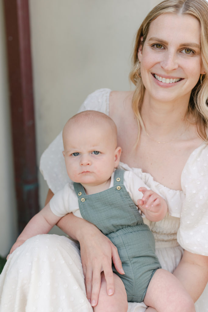 Mother and Son sitting on step