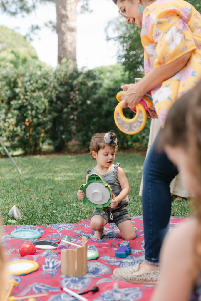 Handing out music instruments