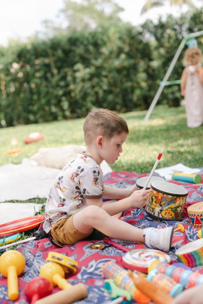 Boy playing drum