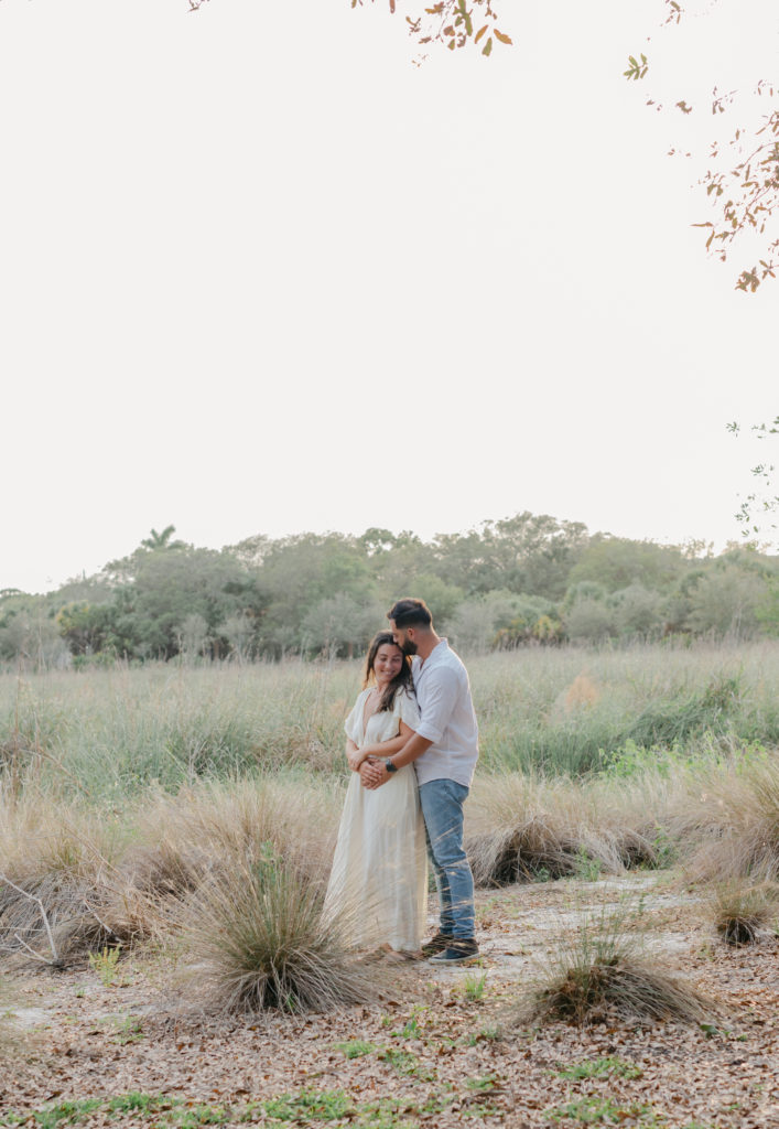 Mom and dad embracing