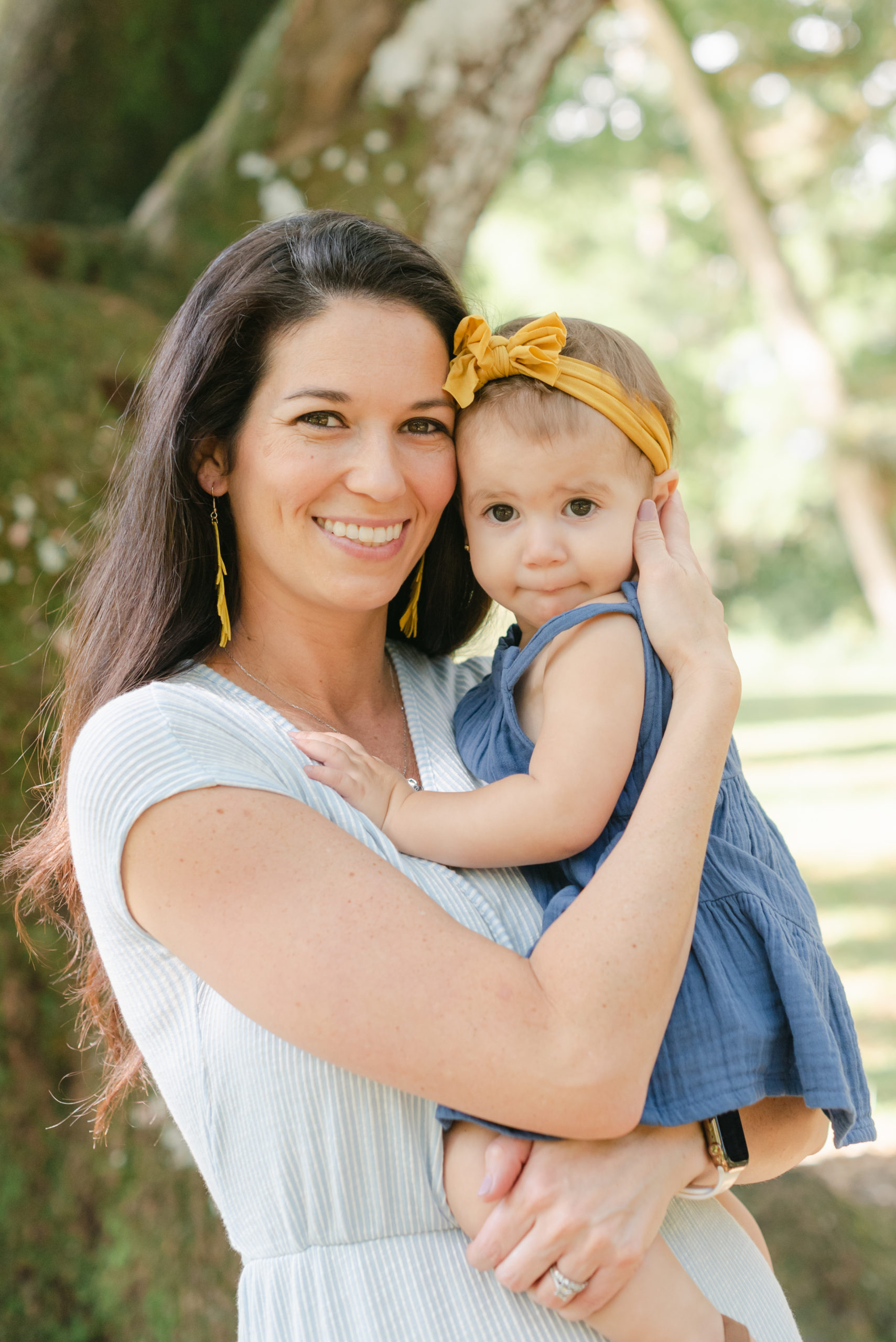 Mom and baby face close up