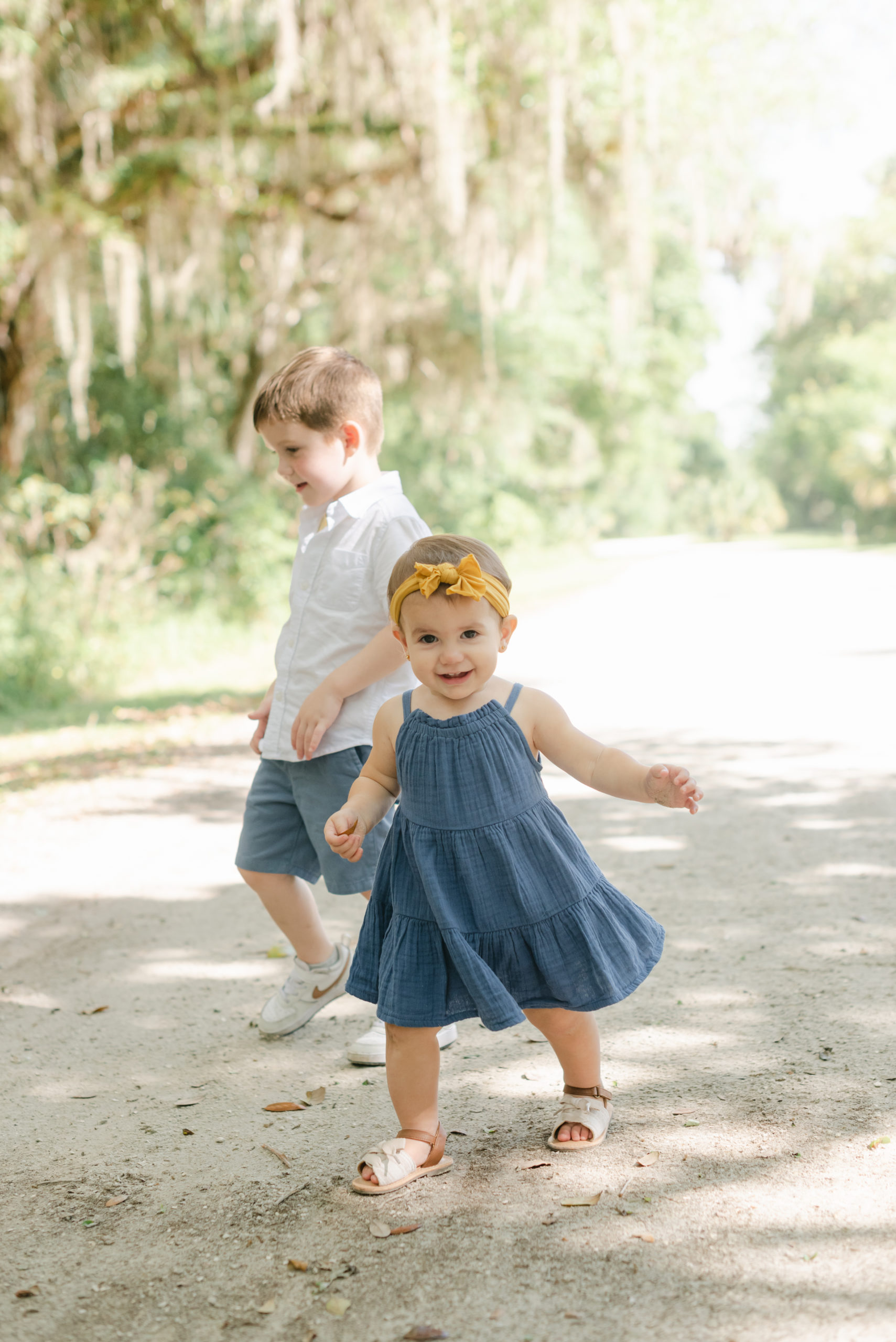 Daughter running towards camera