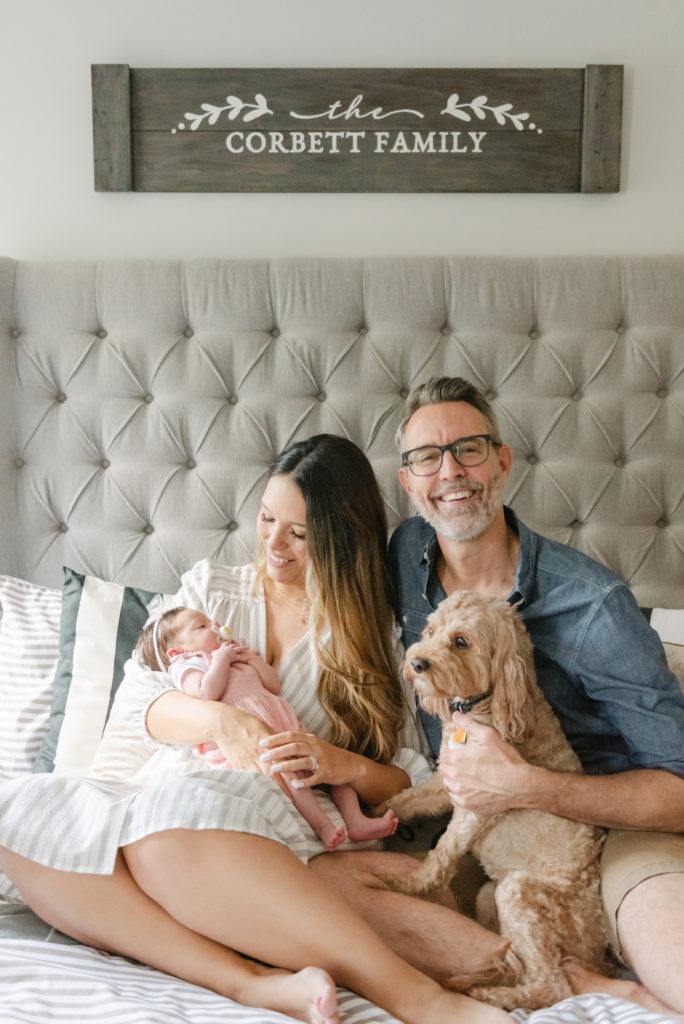 Family photo on the bed