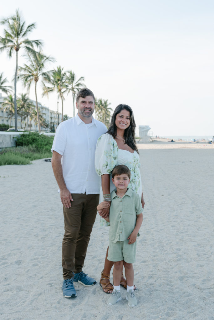Mom, dad and son on the beach