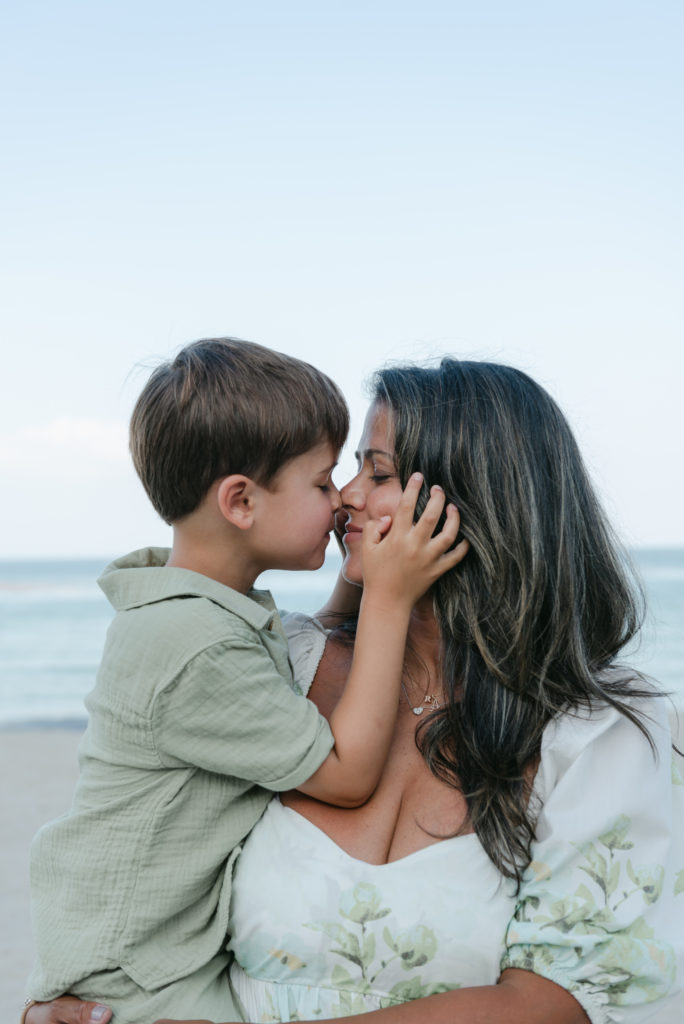 Mom and son nose to nose