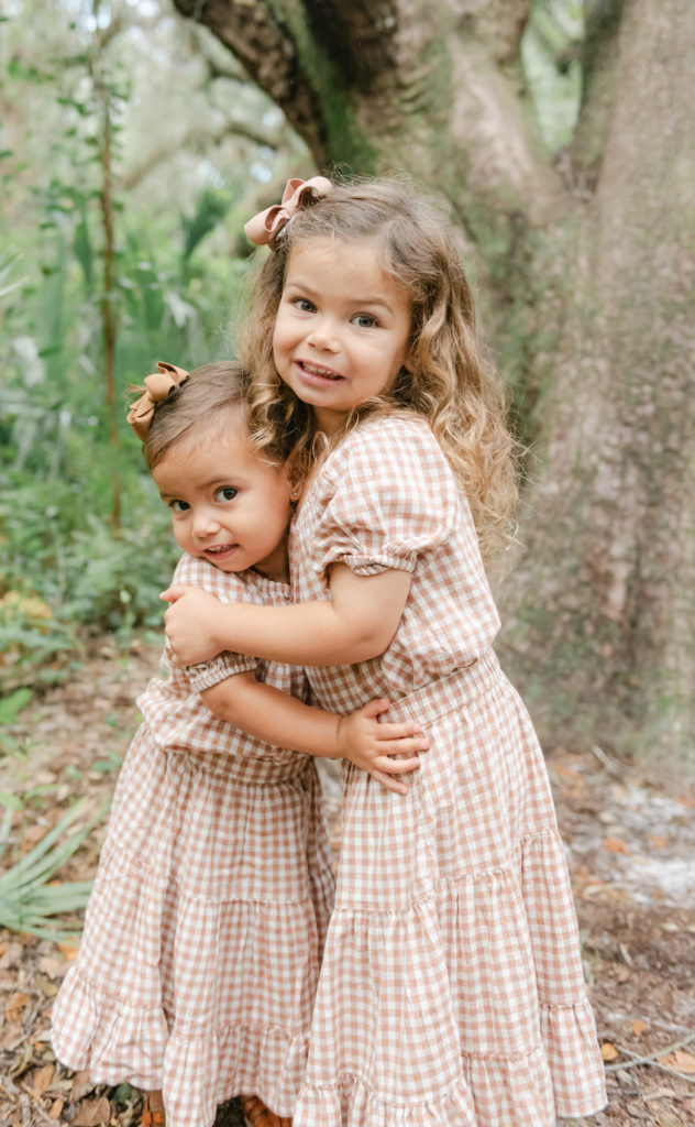 Sisters hugging